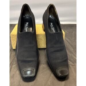 Paul Green Womens Shoes Black Fabric & Leather Loafers Pumps Block Heel Size 6.5